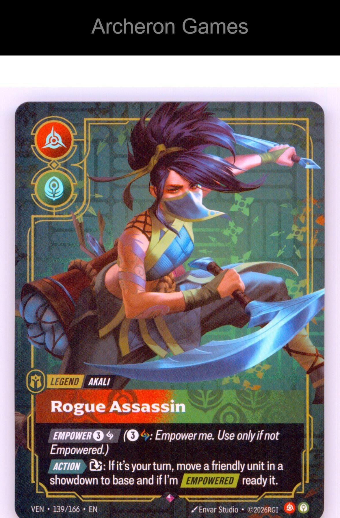 Akali - Rogue Assassin VEN 139/166 R Vendetta Riftbound Card