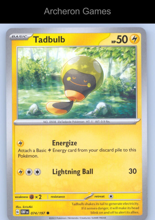 Pokemon Card Tadbulb OBF 074/197 C Obsidian Flames