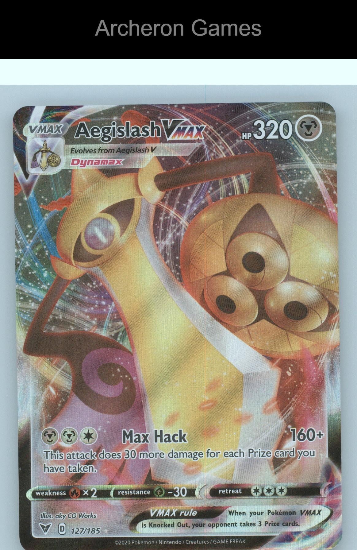 Pokemon Card Aegislash VMAX VIV 127/185 HOLO VMAX Rare Vivid Voltage