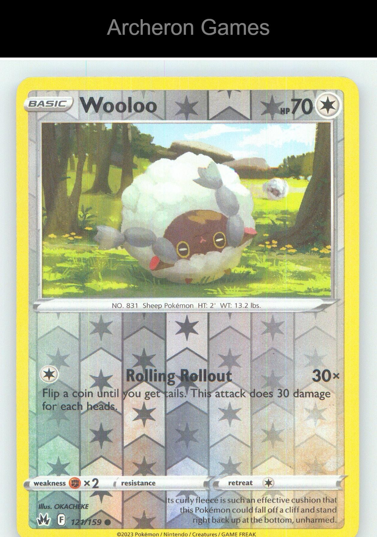 Pokemon Card Wooloo CRZ 121/159 C Crown Zenith Reverse Holo