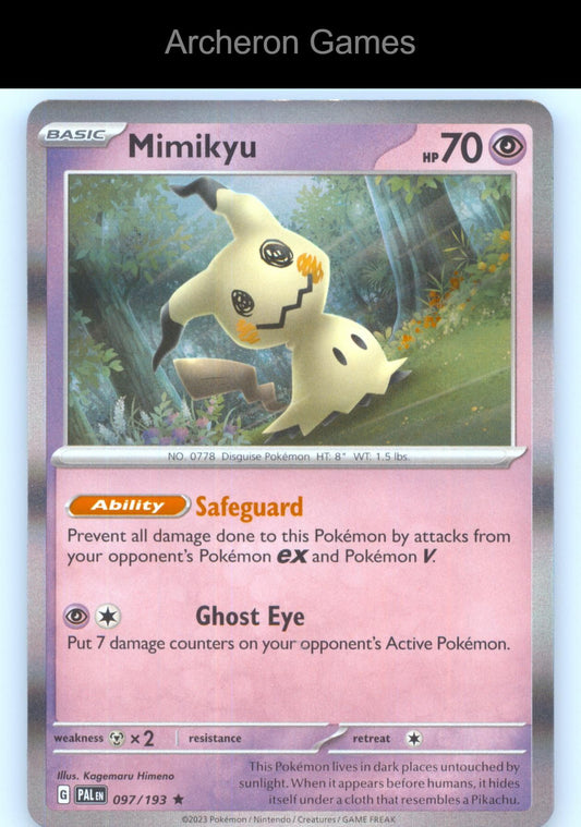 Pokemon Card Mimikyu PAL 097/193 R Paldea Evolved Holo