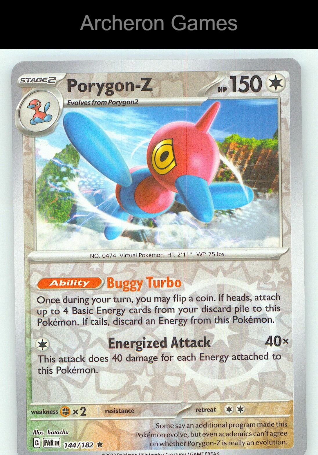 Pokemon Card Porygon-Z PAR 144/182 R Paradox Rift Reverse Holo