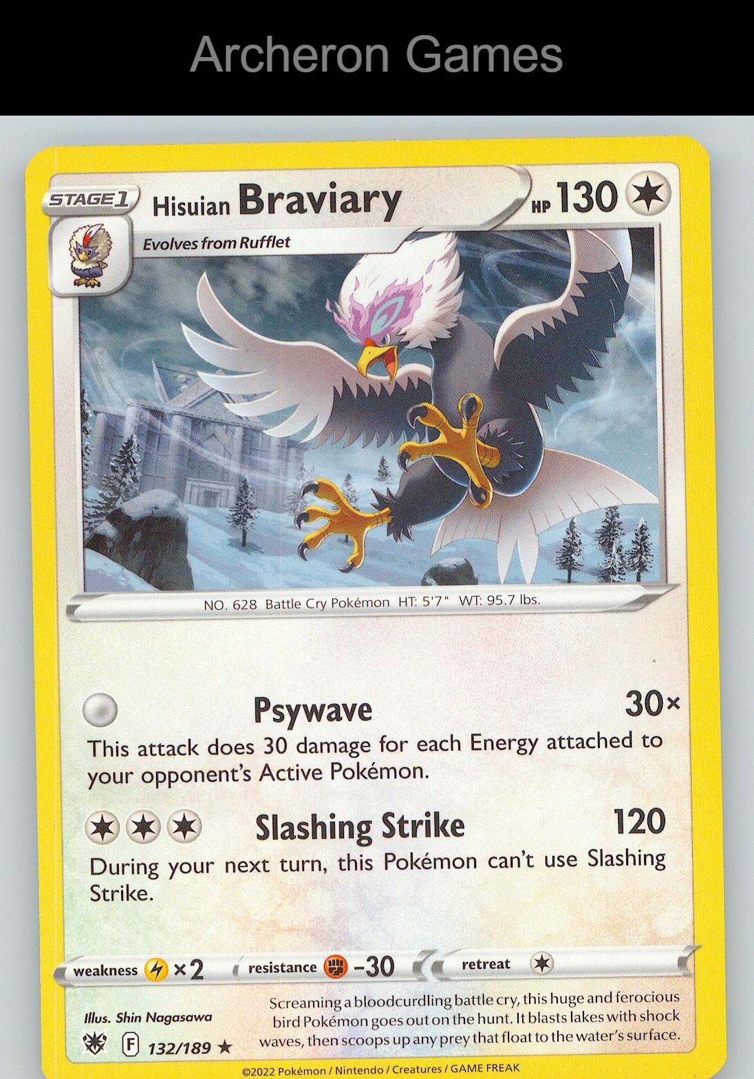 Pokemon Card Hisuian Braviary ASR 132/189 R Astral Radiance