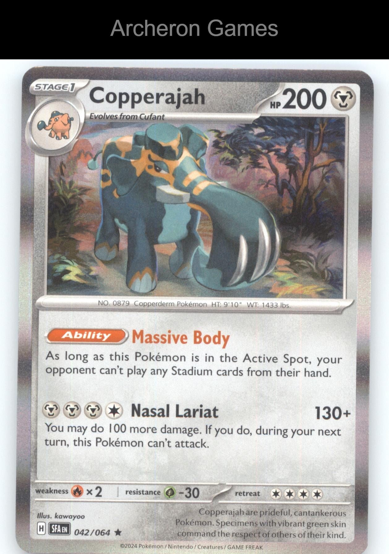 Pokemon Card Copperajah 042/064 HOLO R Prize Pack Series Cards