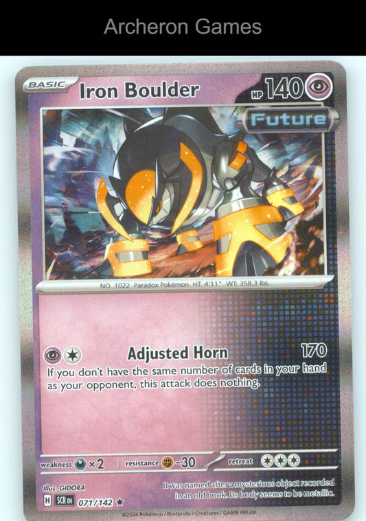 Pokemon Card Iron Boulder SCR 71/142 R Stellar Crown Holo