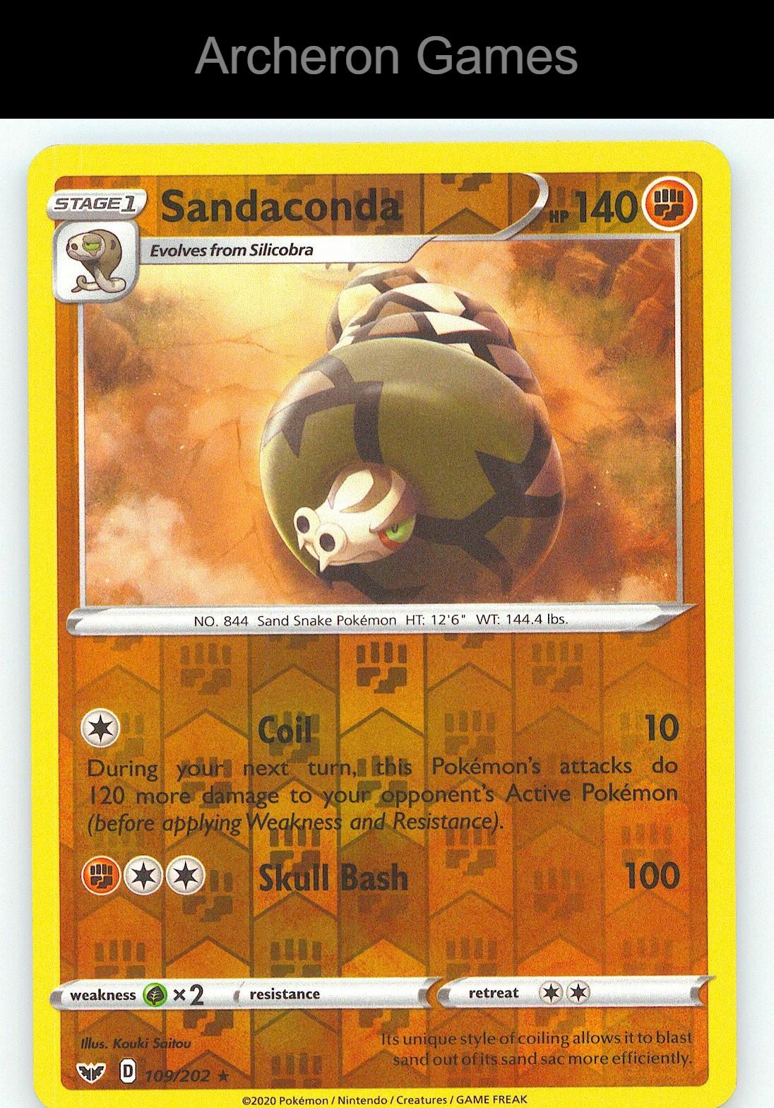 Pokemon Card Sandaconda SSH 109/202 R Sword & Shield Reverse Holo