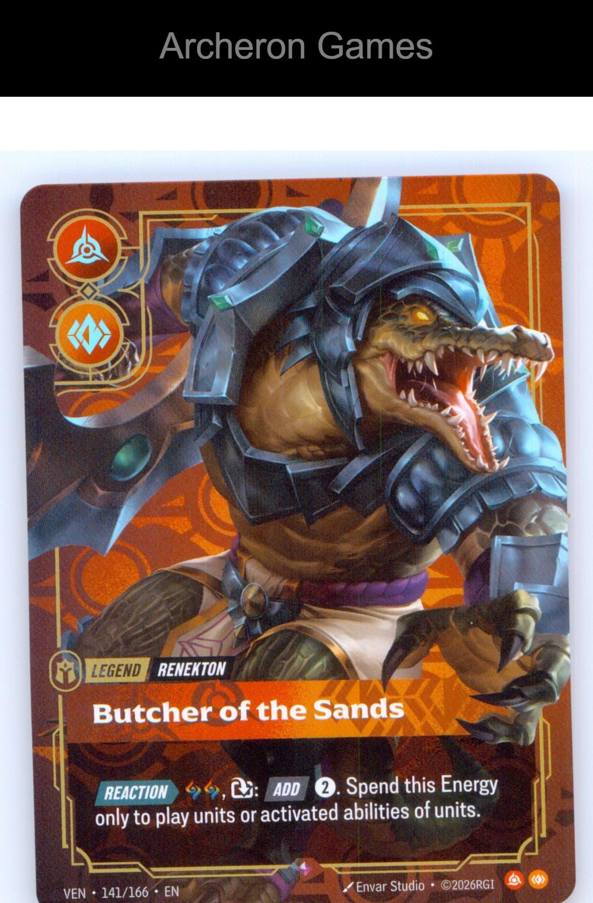 Renekton - Butcher of the Sands VEN 141/166 R Vendetta Riftbound Card