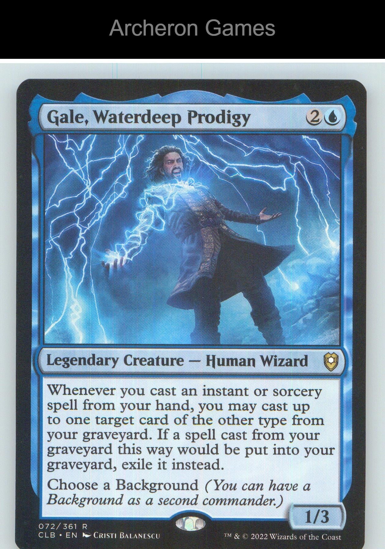 Gale, Waterdeep Prodigy CLB 72 R MTG Card NM/EX+
