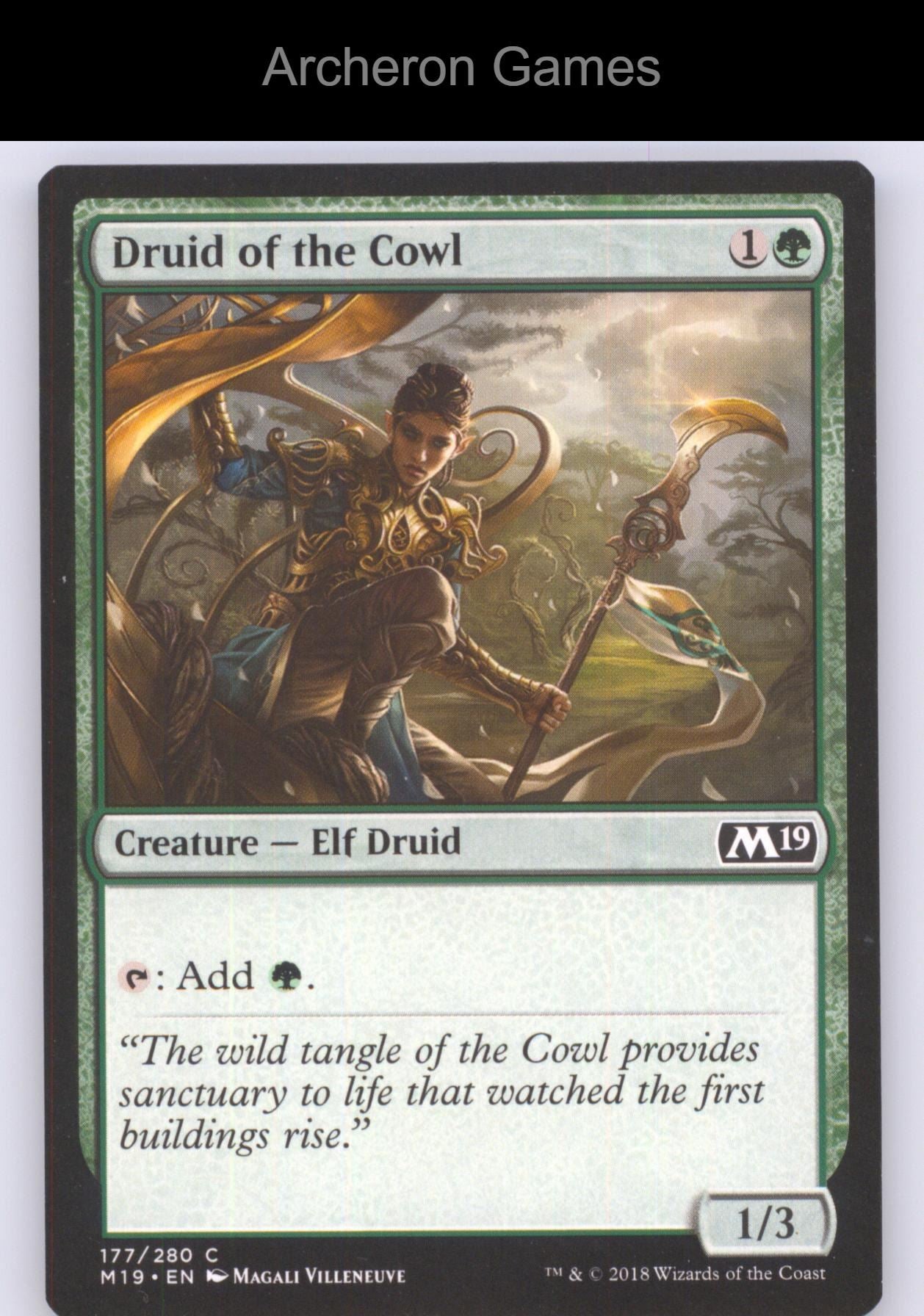 Druid of the Cowl 177 C MTG Card Core Set 2019