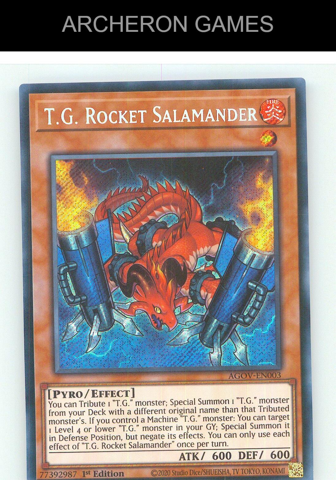 T.G. Rocket Salamander SEC YUGIOH Card 1st Edition
