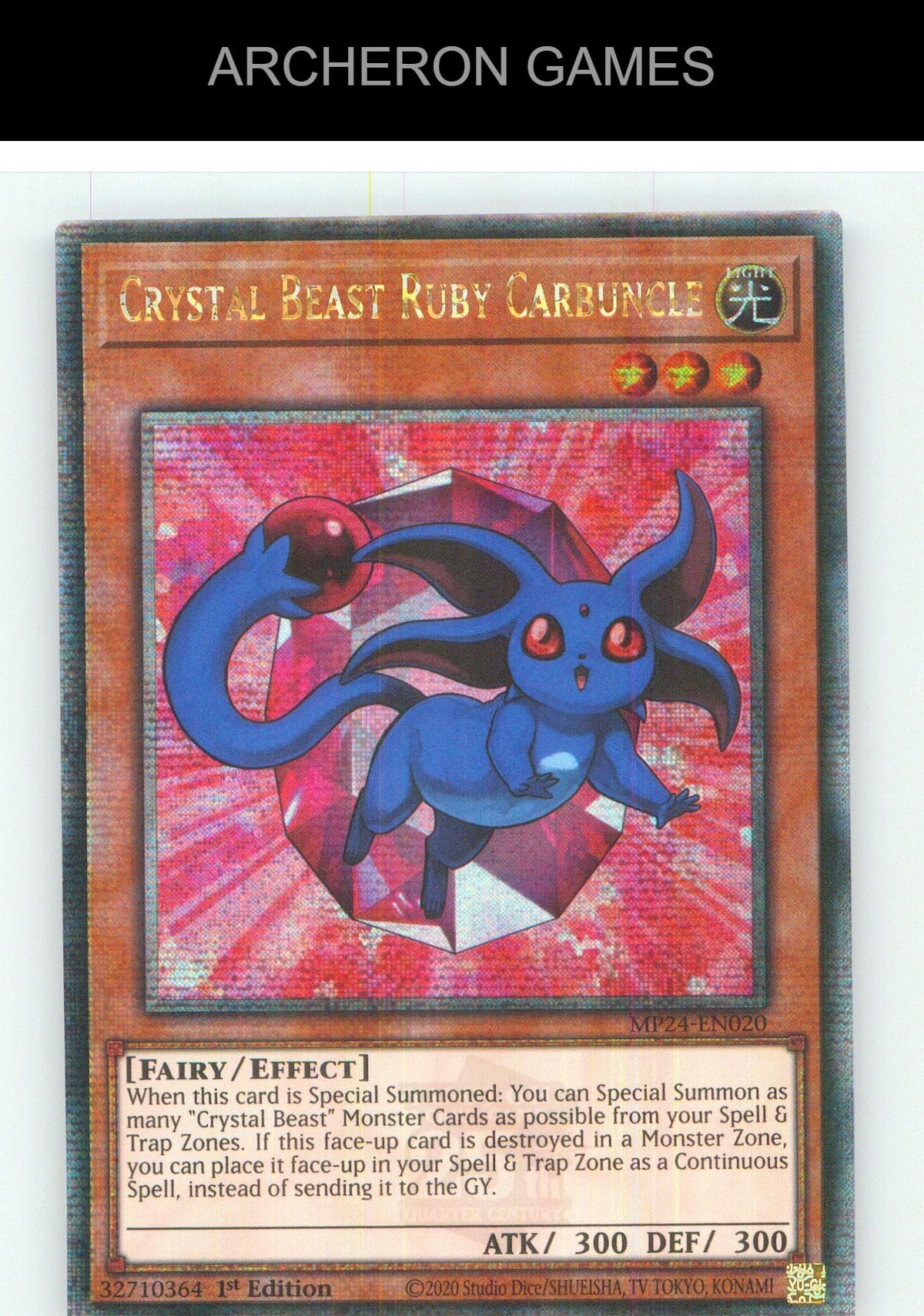 Crystal Beast Ruby Carbuncle (Quarter Century Secret Rare) YUGIOH 1st Edition