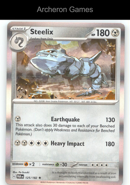 Pokemon Card Steelix PAR 125/182 R Paradox Rift Holo