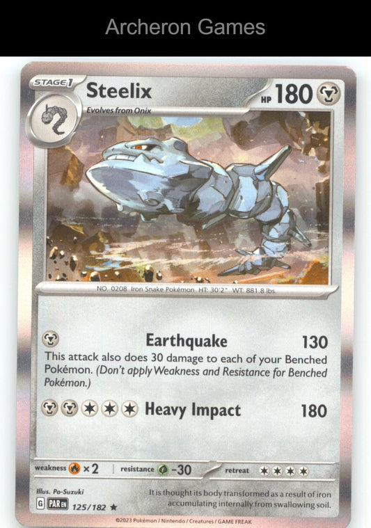 Pokemon Card Steelix PAR 125/182 R Paradox Rift Holo