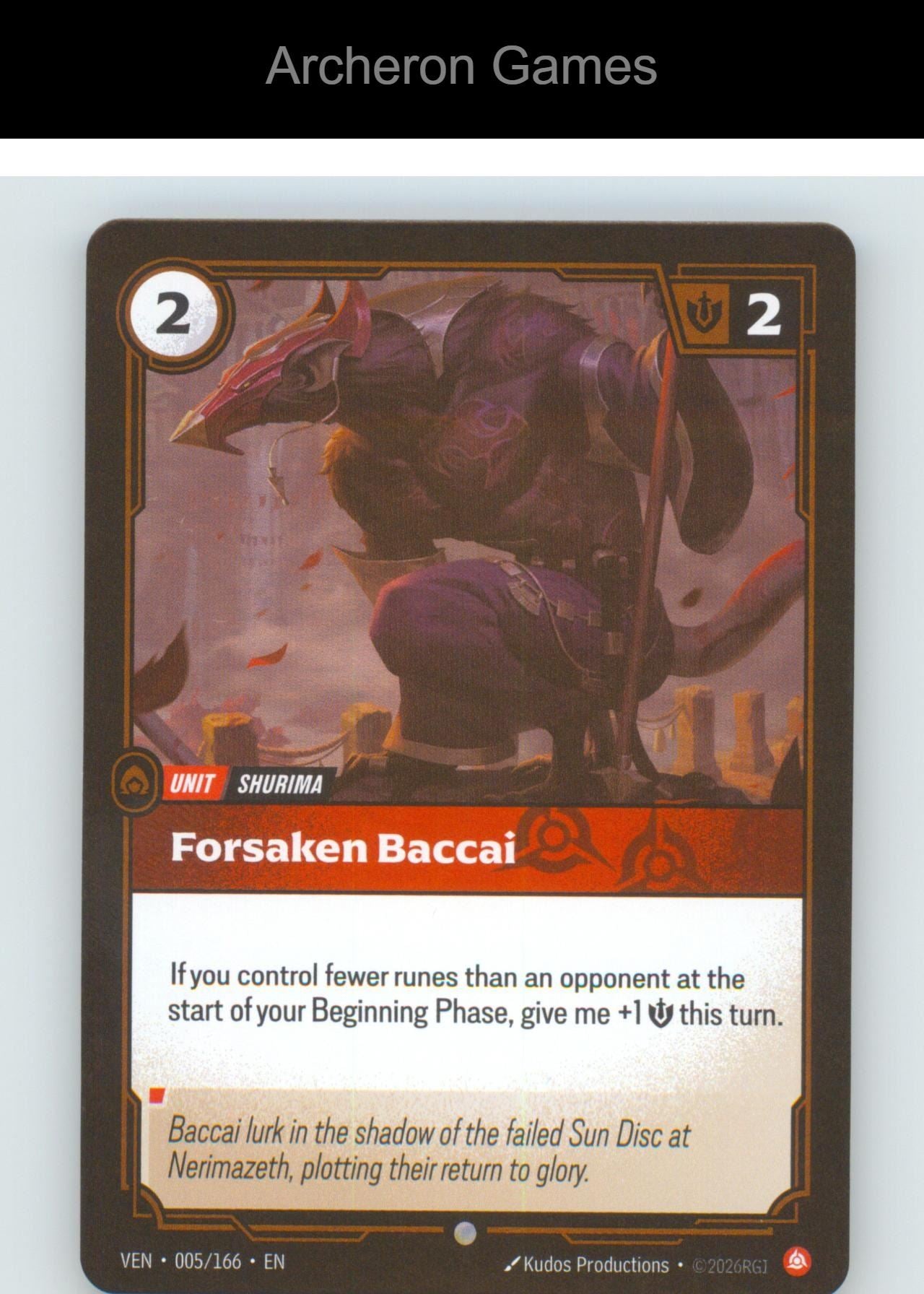Forsaken Baccai VEN 005/166 C Vendetta Riftbound Card Foil