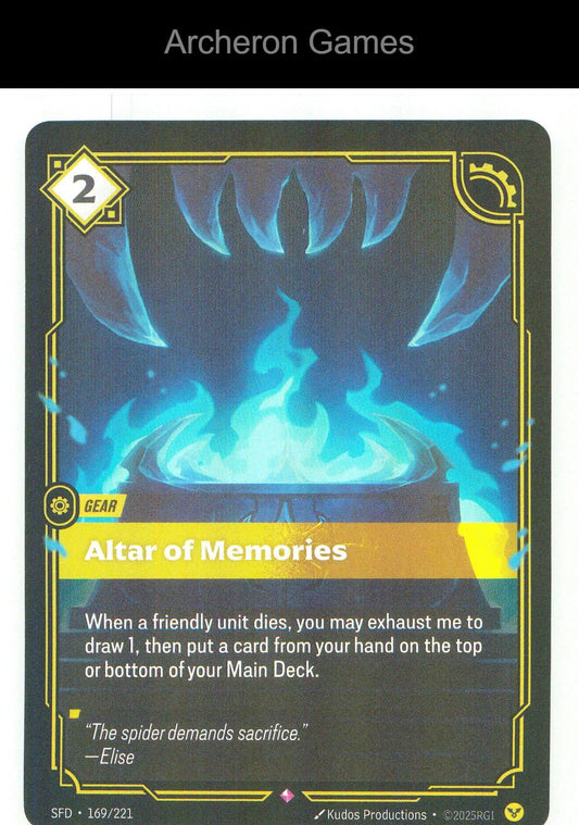Altar of Memories SFD 169/221 R Spiritforged Riftbound Card Foil