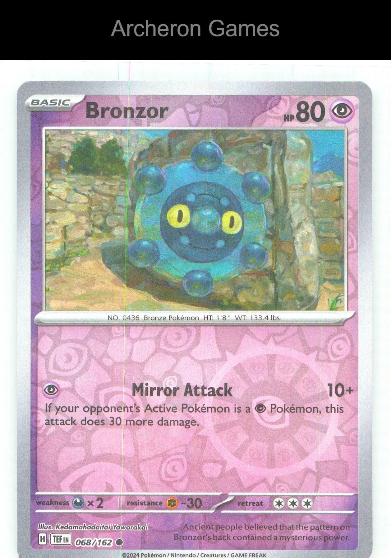 Pokemon Card Bronzor TEF 068/162 C Temporal Forces Reverse Holo