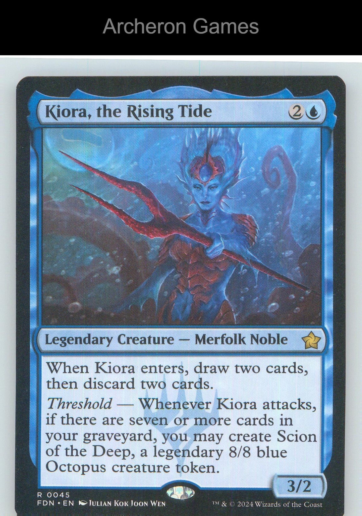 Kiora, the Rising Tide FDN 45 R MTG Card NM/EX+