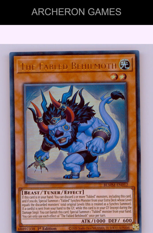 The Fabled Behilmoth Ultra Rare YUGIOH Card 1st Edition