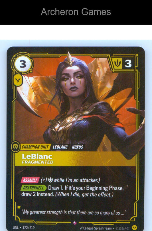 LeBlanc - Fragmented UNL 172/219 R Unleashed Riftbound Card