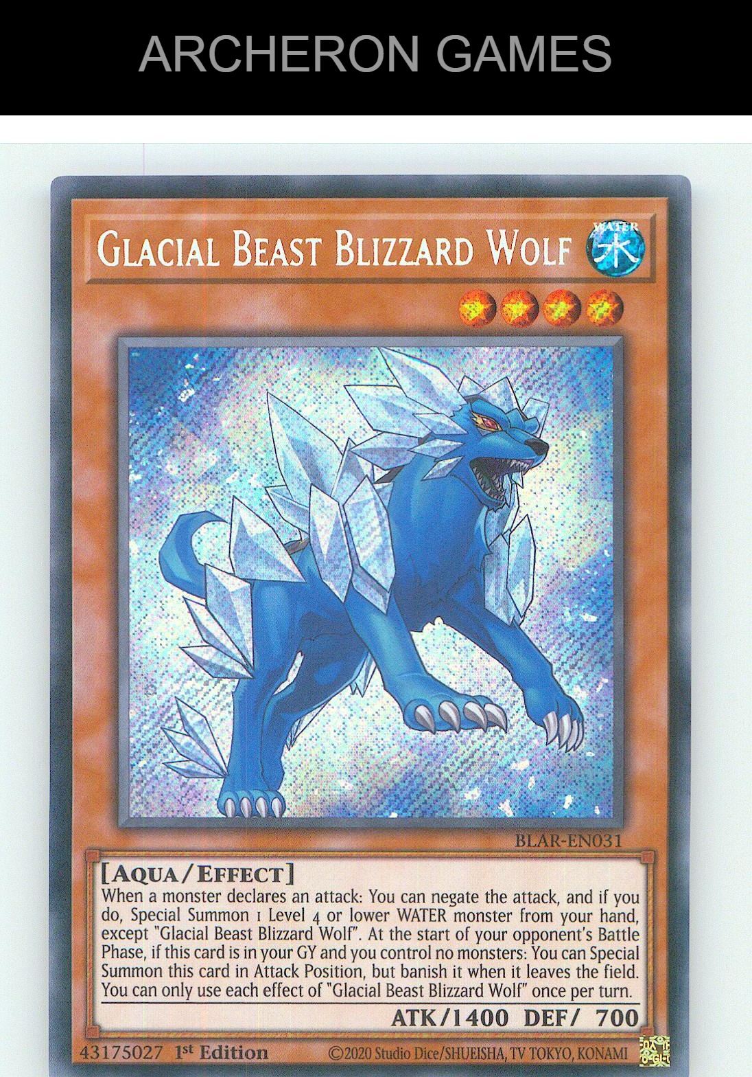 Glacial Beast Blizzard Wolf SEC YUGIOH Card 1st Edition