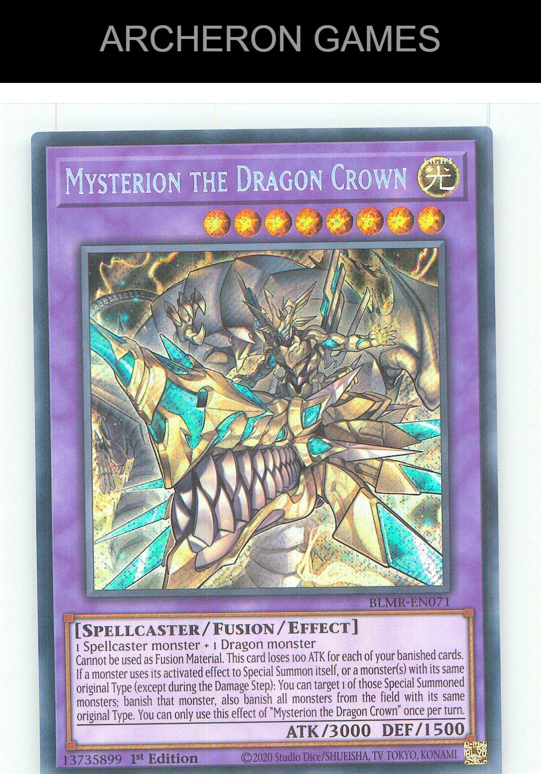 Mysterion the Dragon Crown SEC YUGIOH Card 1st Edition