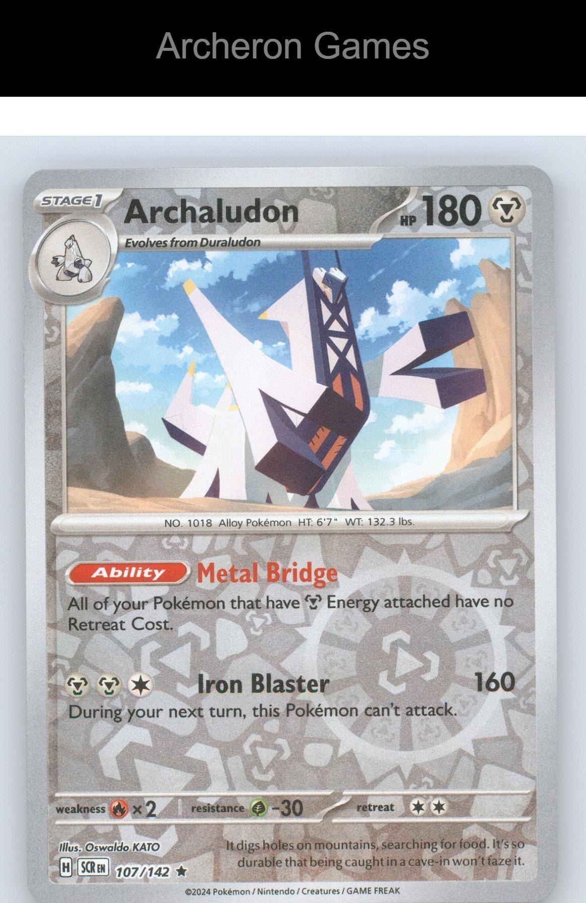 Pokemon Card Archaludon SCR 107/142 R Stellar Crown Reverse Holo