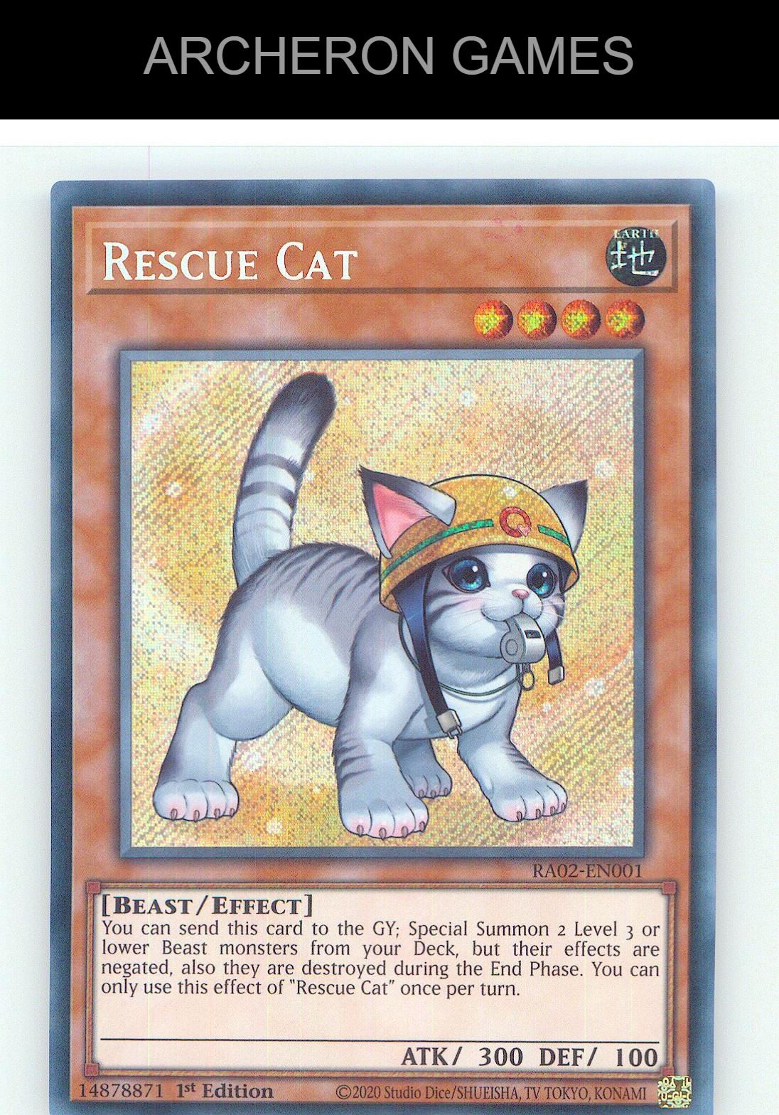 Rescue Cat (Alternate Art) (Secret Rare) SEC YUGIOH Card 1st Edition