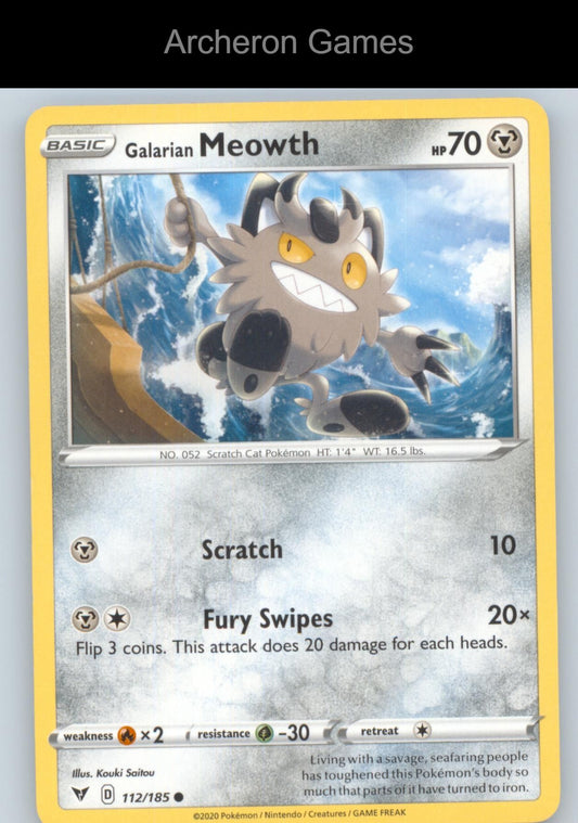 Pokemon Card Galarian Meowth VIV 112/185 C Vivid Voltage