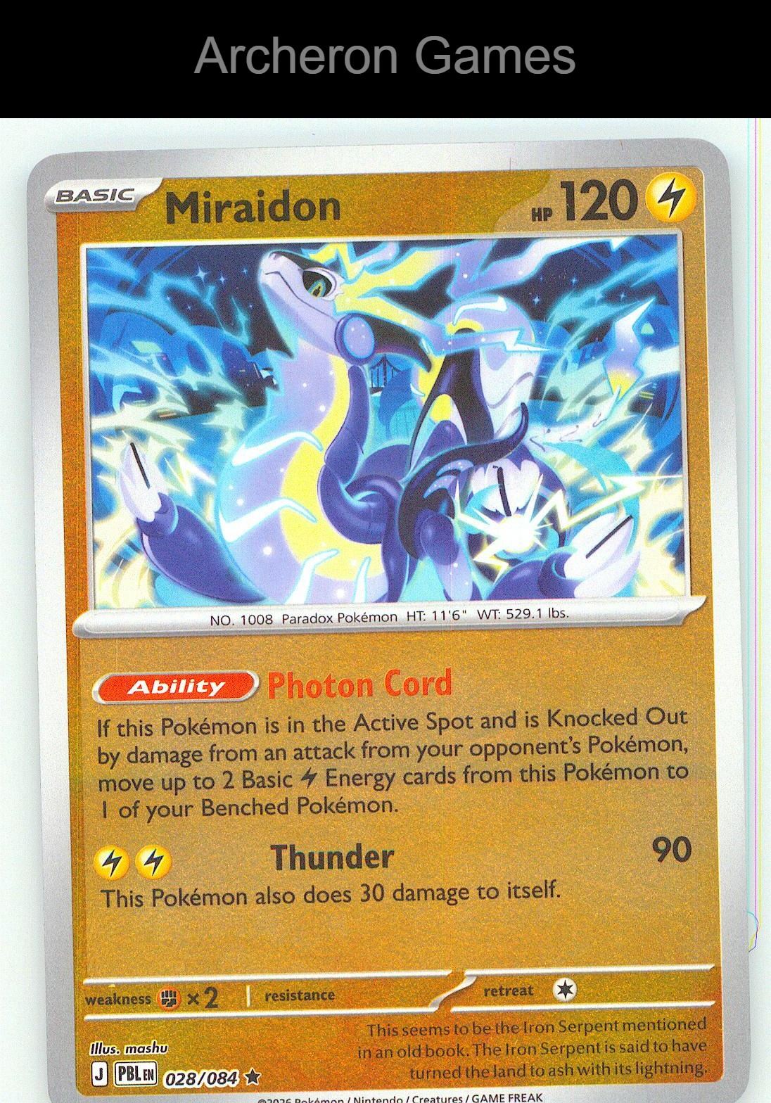 Pokemon Card Miraidon ME05 028/084 R Pitch Black Reverse Holo