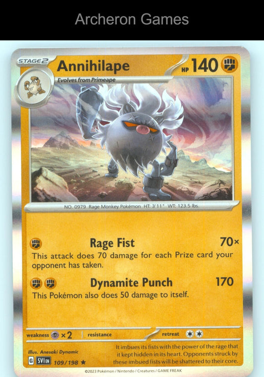 Pokemon Card Annihilape SVI 109/198 R Scarlet & Violet Holo