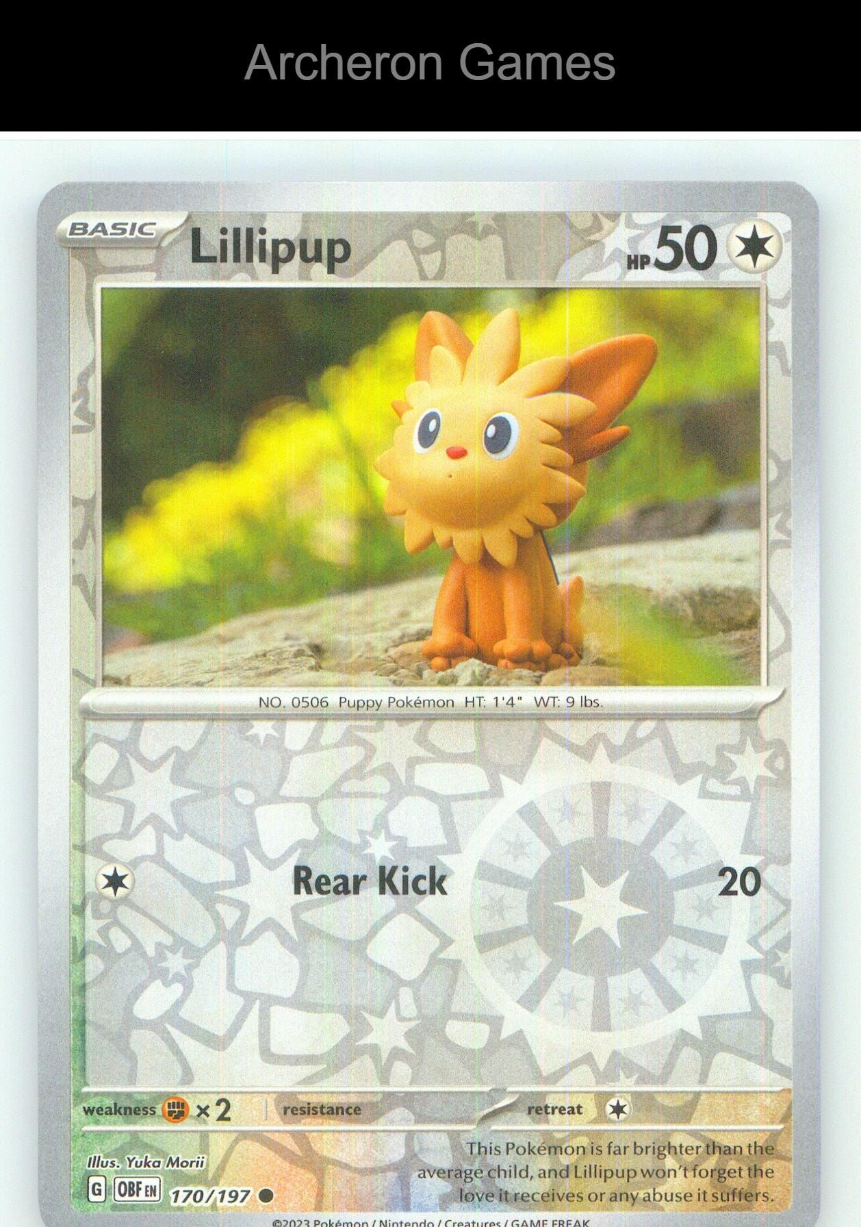 Pokemon Card Lillipup OBF 170/197 C Obsidian Flames Reverse Holo