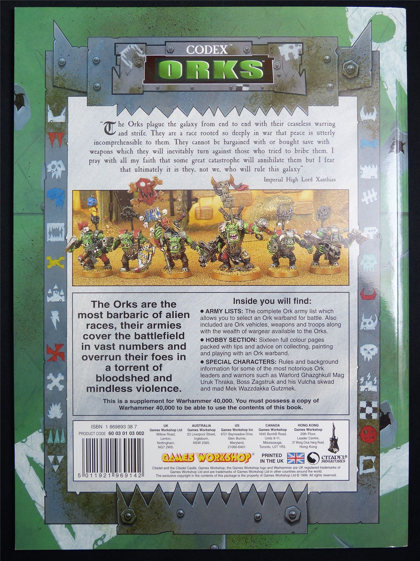 Orks 3rd Edition Codex 1999 Softback - Warhammer 40K #1OQ