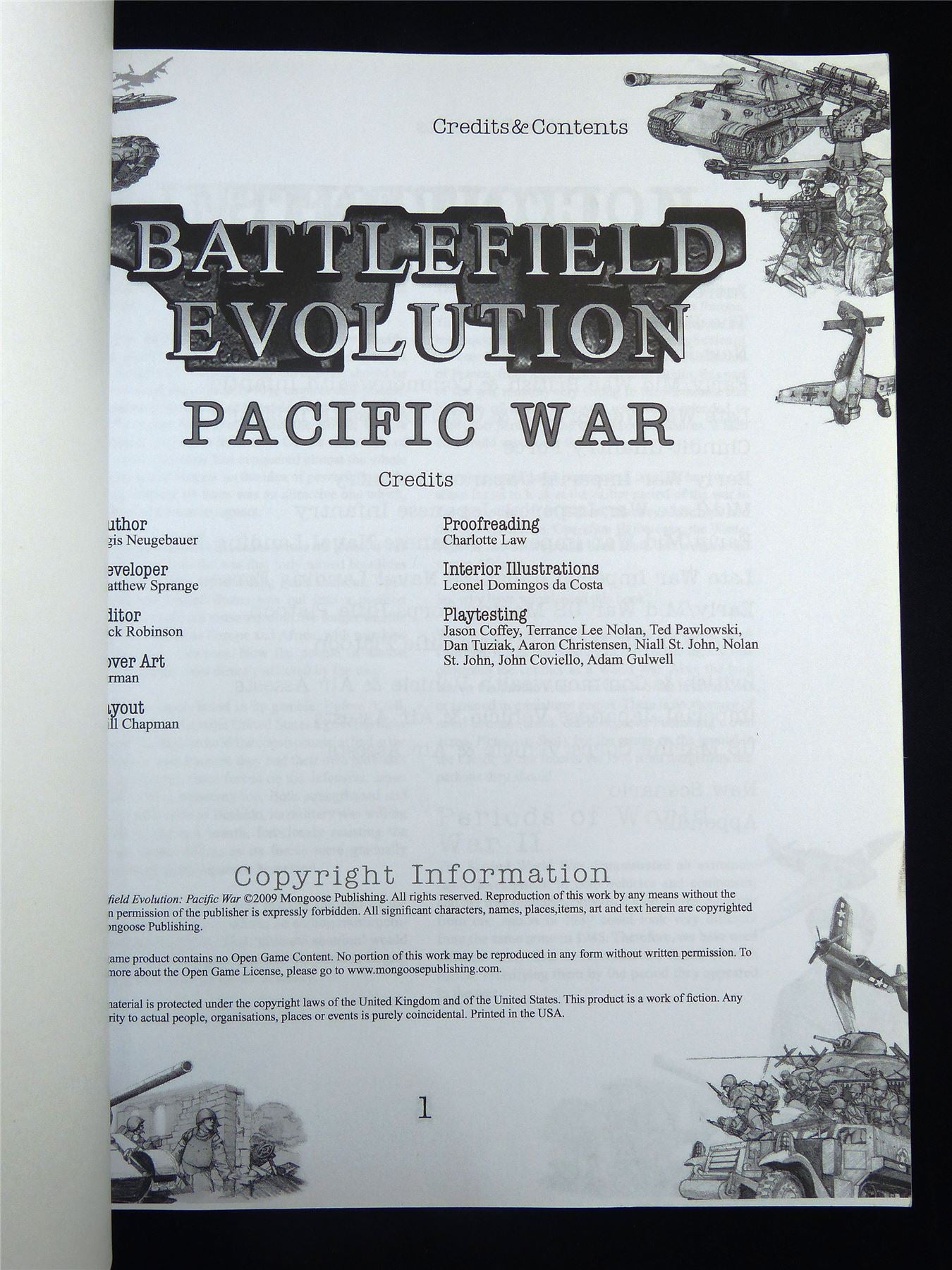 Battlefield Evolution: Pacific War - Miniatures Rulebook Softback #2UE