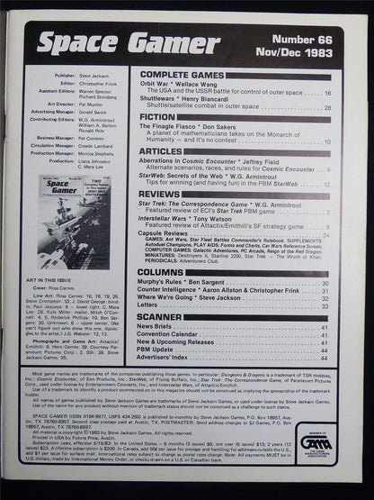 Space Gamer Magazine: Two Complete Games #66 - Magazine #2MY