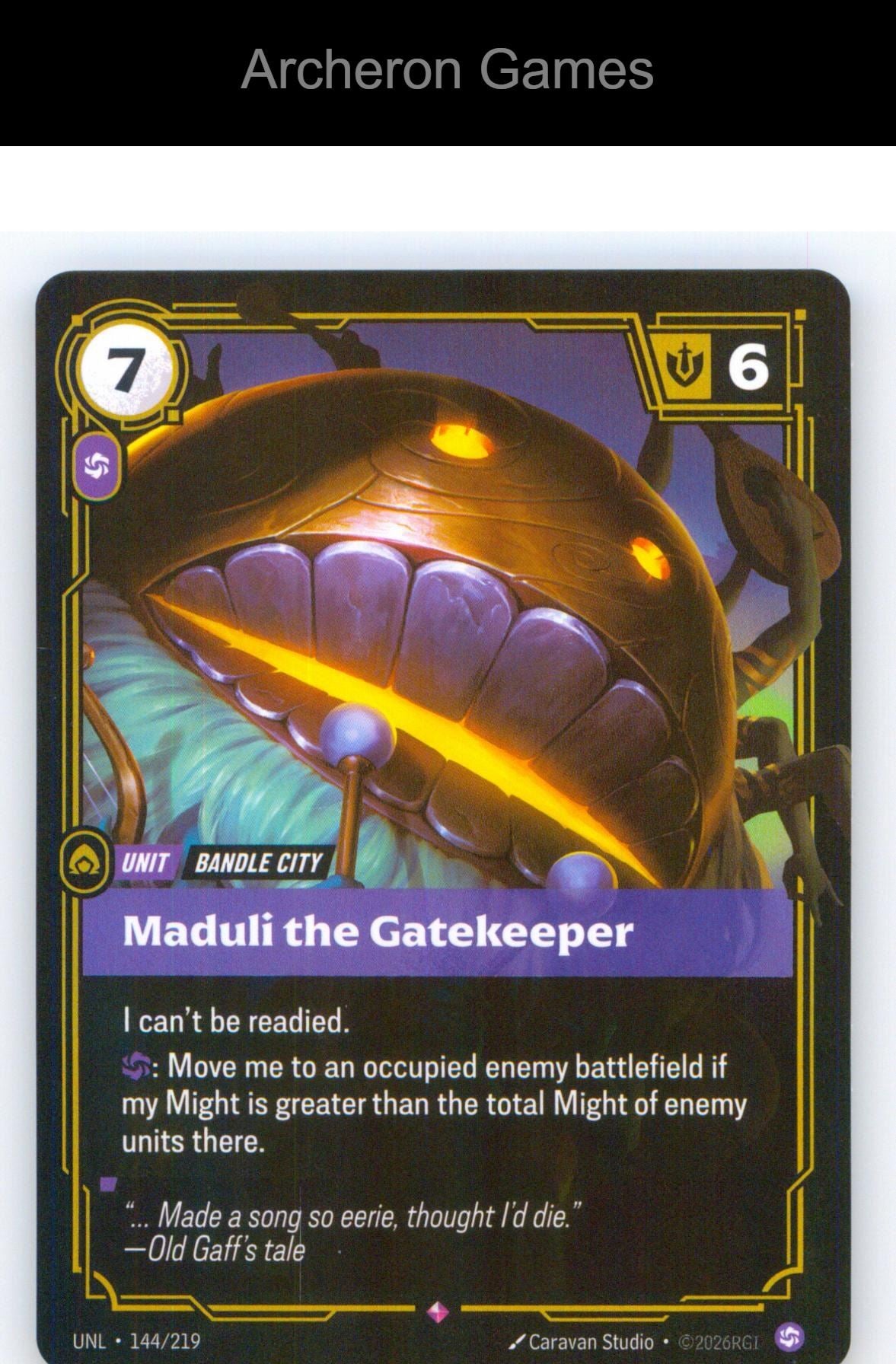 Maduli the Gatekeeper UNL 144/219 R Unleashed Riftbound Card