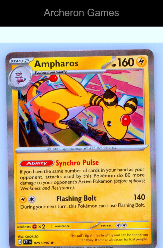 Pokemon Card Ampharos ME04 029/086 R Chaos Rising Holo