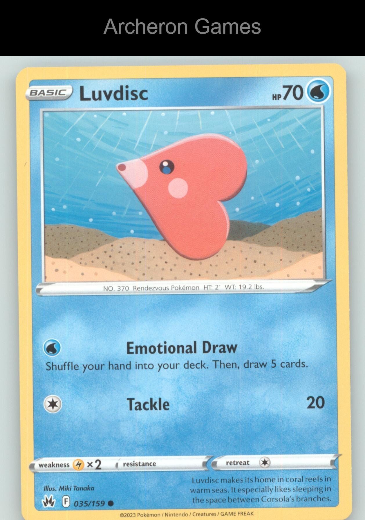 Pokemon Card Luvdisc CRZ 035/159 C Crown Zenith