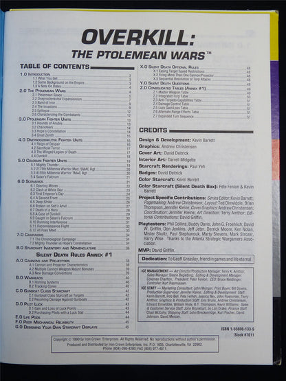 Silent Death: Overkill The Ptolemean Wars Miniatures Sourcebook - I.C.E. Booklet #2QX