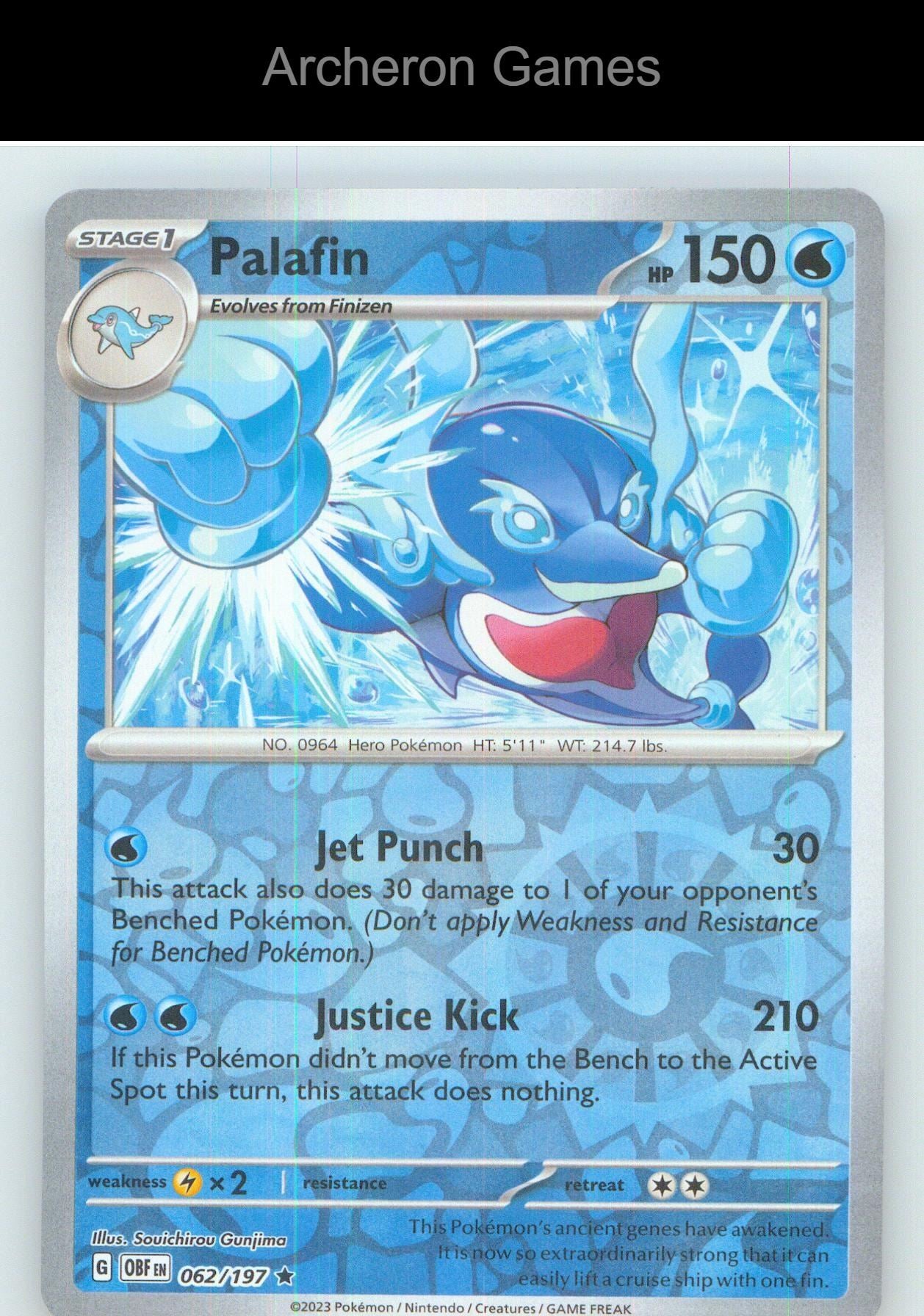 Pokemon Card Palafin OBF 062/197 R Obsidian Flames Reverse Holo
