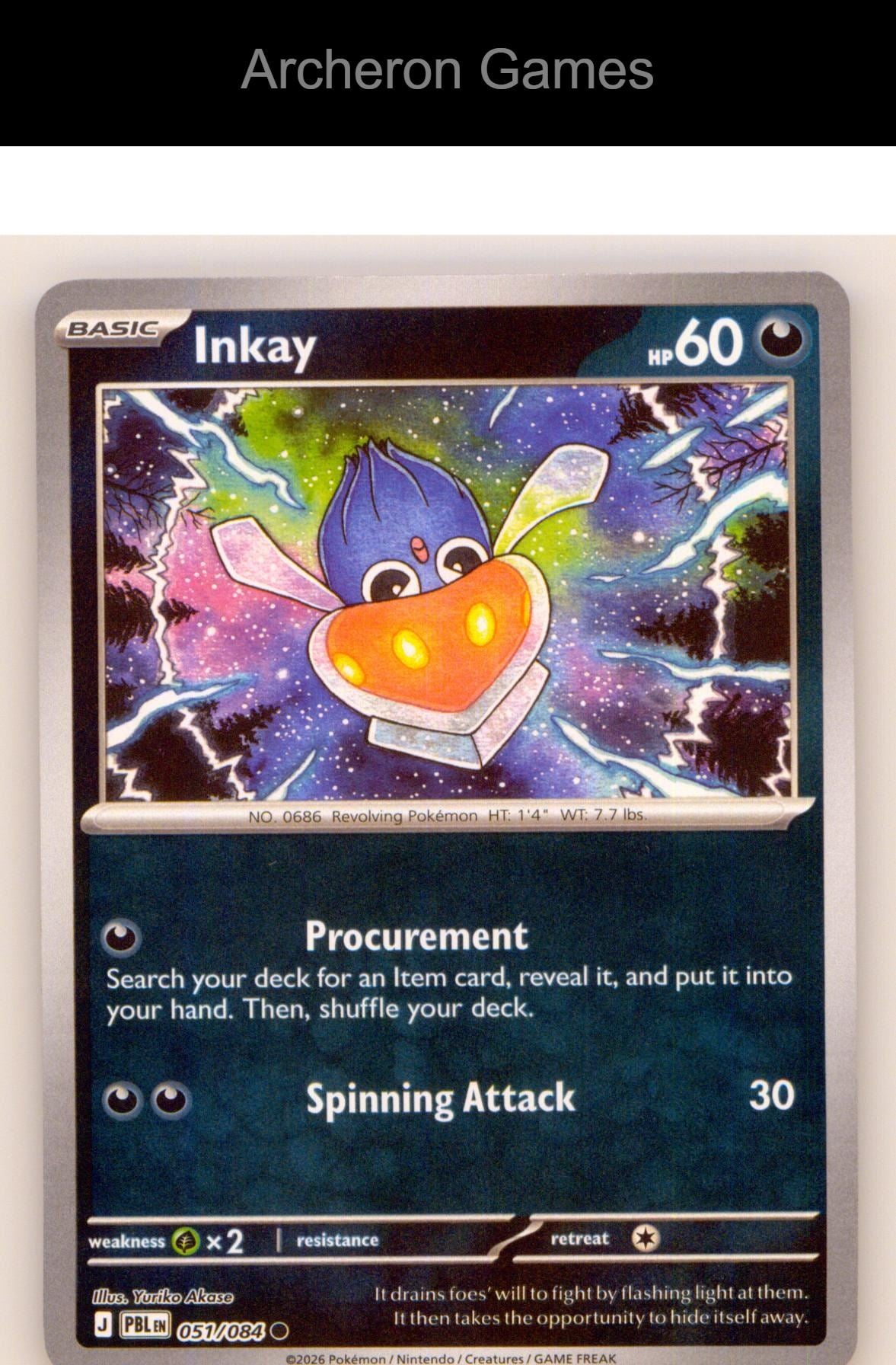 Pokemon Card Inkay ME05 051/084 C Pitch Black Reverse Holo