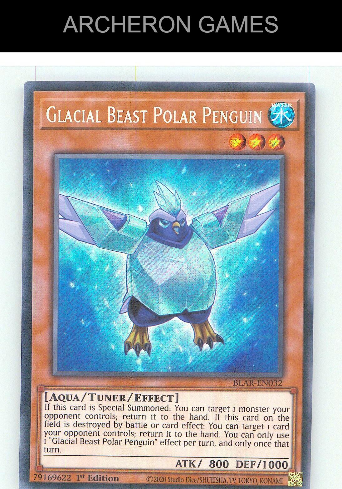 Glacial Beast Polar Penguin SEC YUGIOH Card 1st Edition