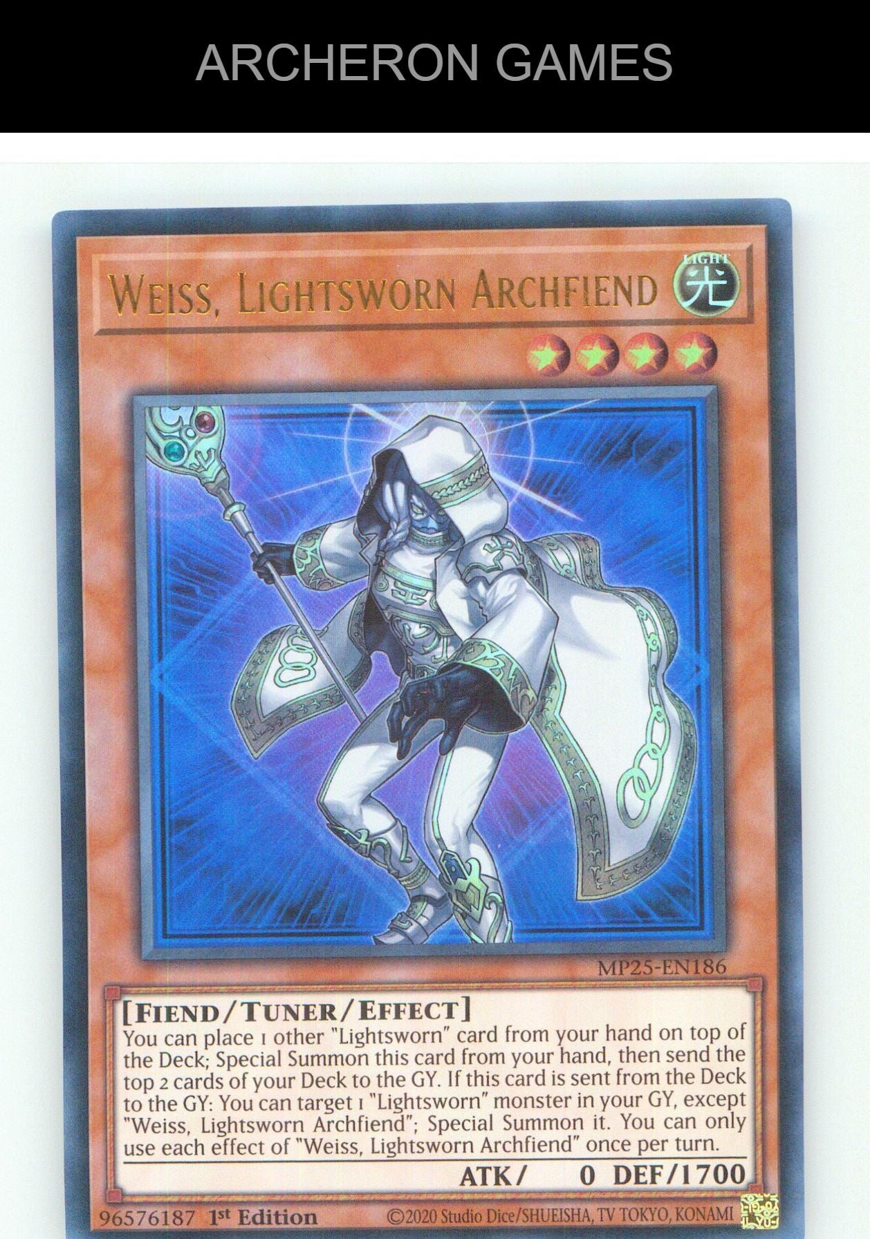 Weiss, Lightsworn Archfiend UR YUGIOH Card 1st Edition