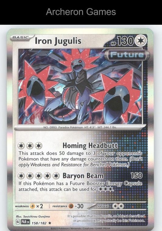 Pokemon Card Iron Jugulis PAR 158/182 R Paradox Rift Holo