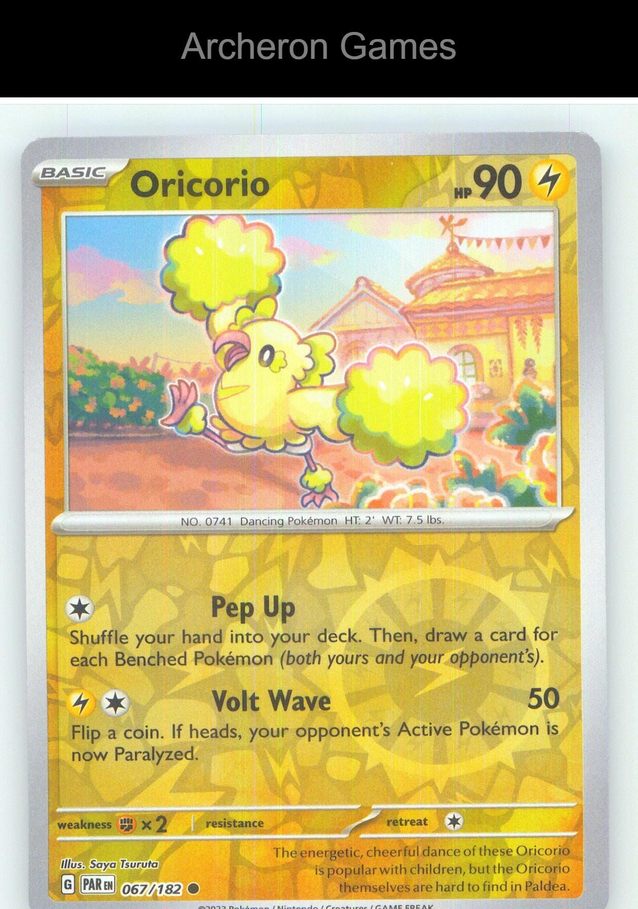 Pokemon Card Oricorio PAR 067/182 C Paradox Rift Reverse Holo
