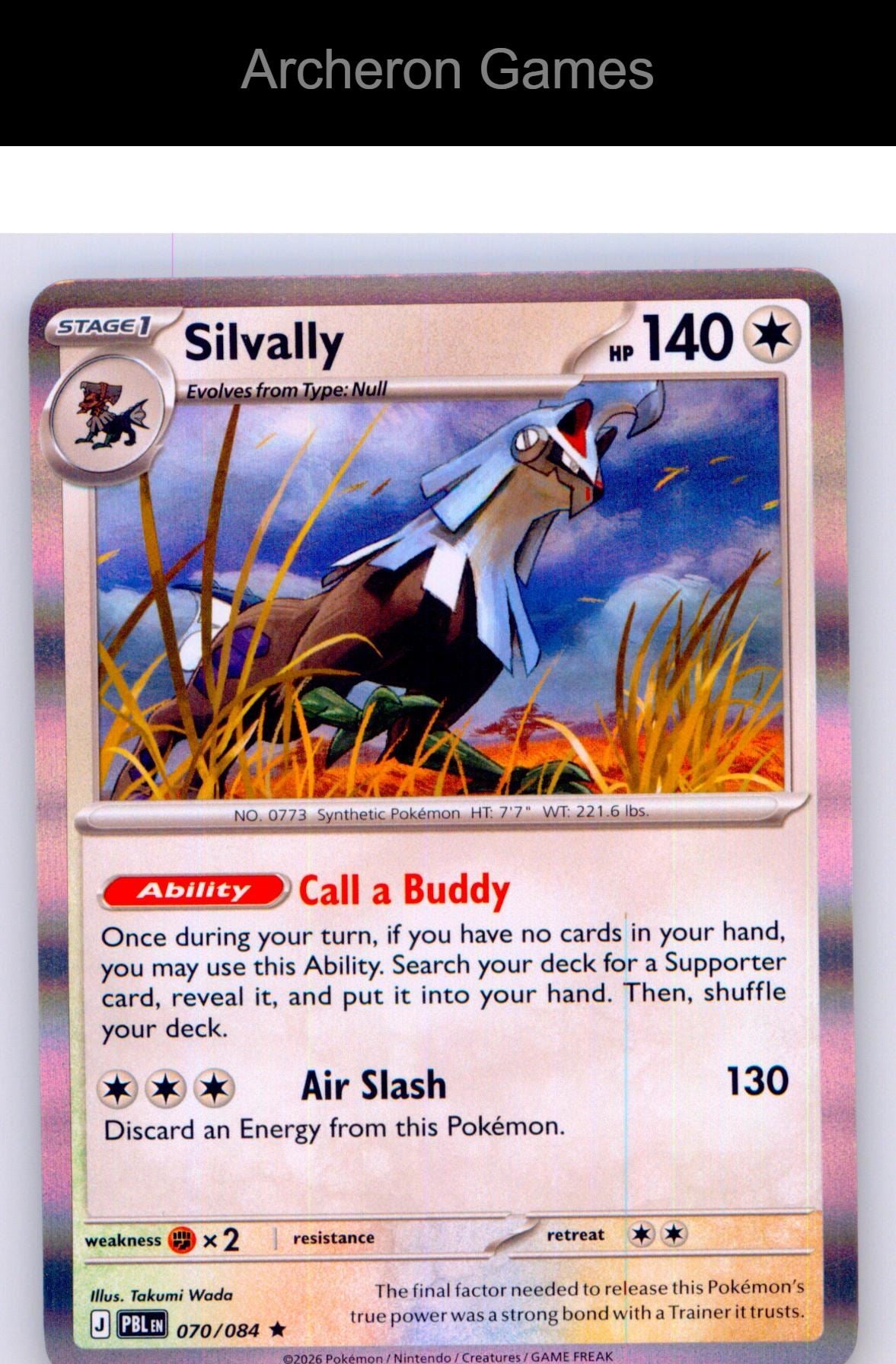 Pokemon Card Silvally ME05 070/084 R Pitch Black Holo