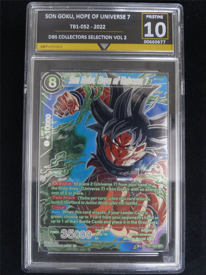 Son Goku Hope of Universe 7 TB1-052 SR alt art Graded 10 Pristine - Dragon Ball Super Card #3L1