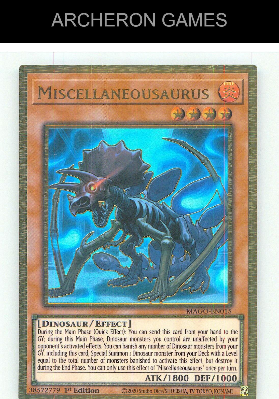 Miscellaneousaurus Premium Gold Rare YUGIOH Card 1st Edition