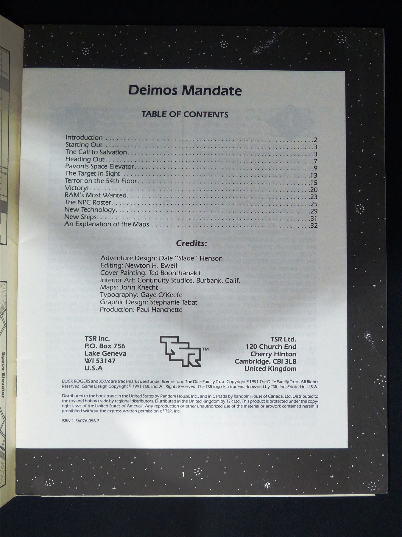 Buck Rogers 25th Century: Deimos Mandate Adventure - TSR Roleplay Softback #2V6