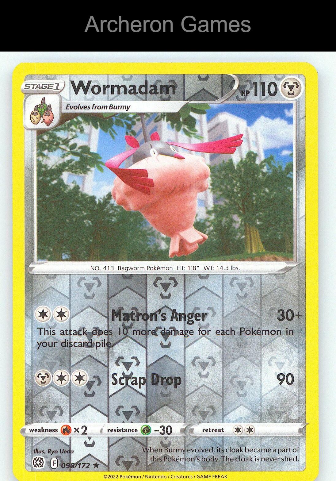 Pokemon Card Wormadam BRS 098/172 R Brilliant Stars Reverse Holo