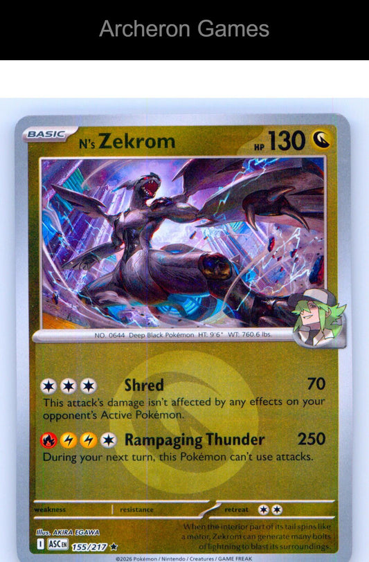 Pokemon Card N's Zekrom (Energy Symbol Pattern) ASC 155/217 Reverse Holo